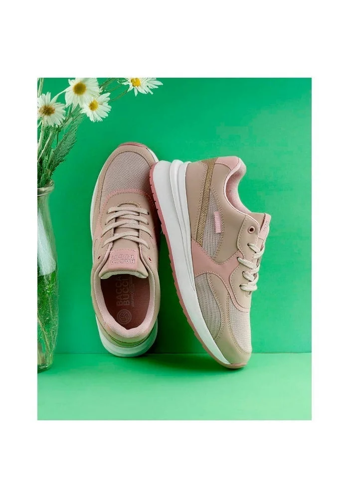 Bacca Bucci Beige and Pink NYC Low-Top  Sneakers—for Gen Z Fashionistas for Women | Best Price UAE